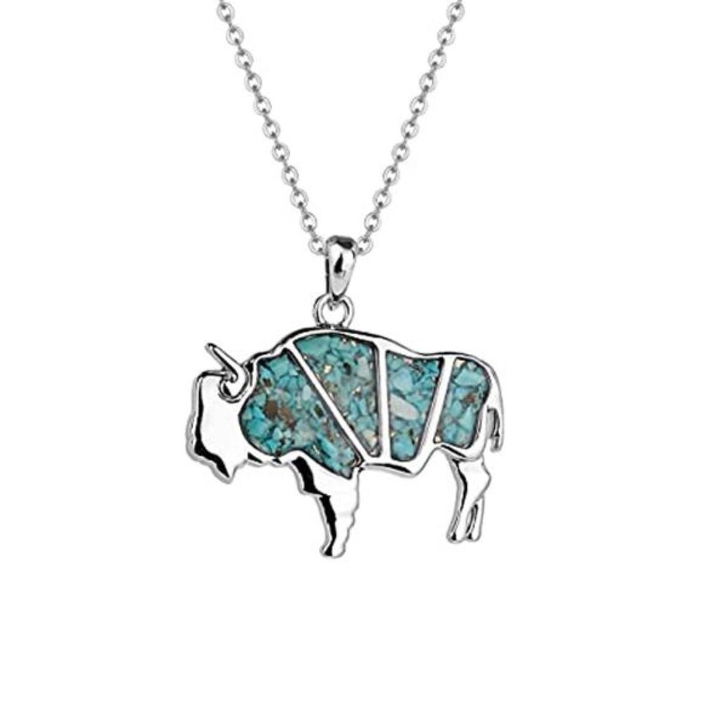 Gemstone Animal Necklace Turquoise Tigers Eye Wildlife Pendant